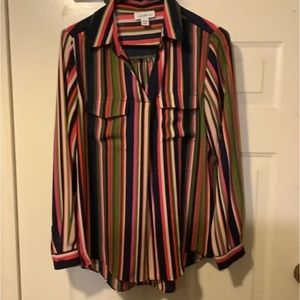Jaclyn Smith Striped V-Neck Pull Over Blouse